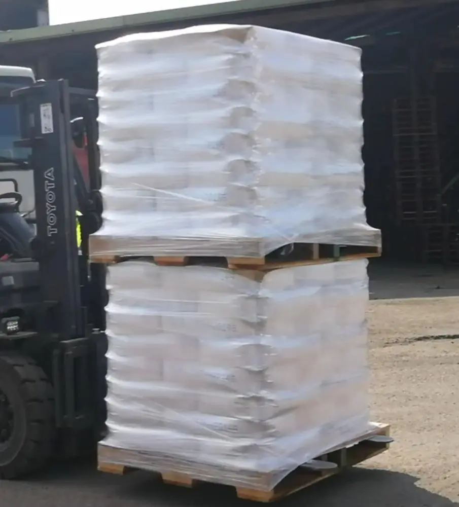 Forklift handling palletized titanium dioxide